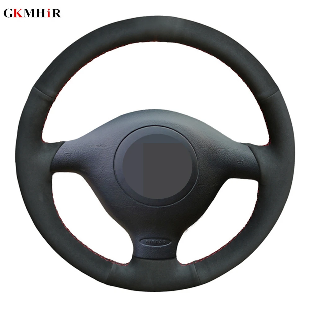 Ручной работы черная замша чехол рулевого колеса автомобиля для Seat Leon MK1 (1 м) 1998 2005
