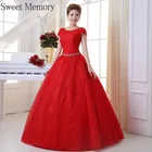 Красный, белый Кружева Свадебные платья 2021 с украшением в виде кристаллов платье принцессы, невесты женское платье Vestidos De Novia с низким вырезом на спине и длинными халаты сладкий памяти