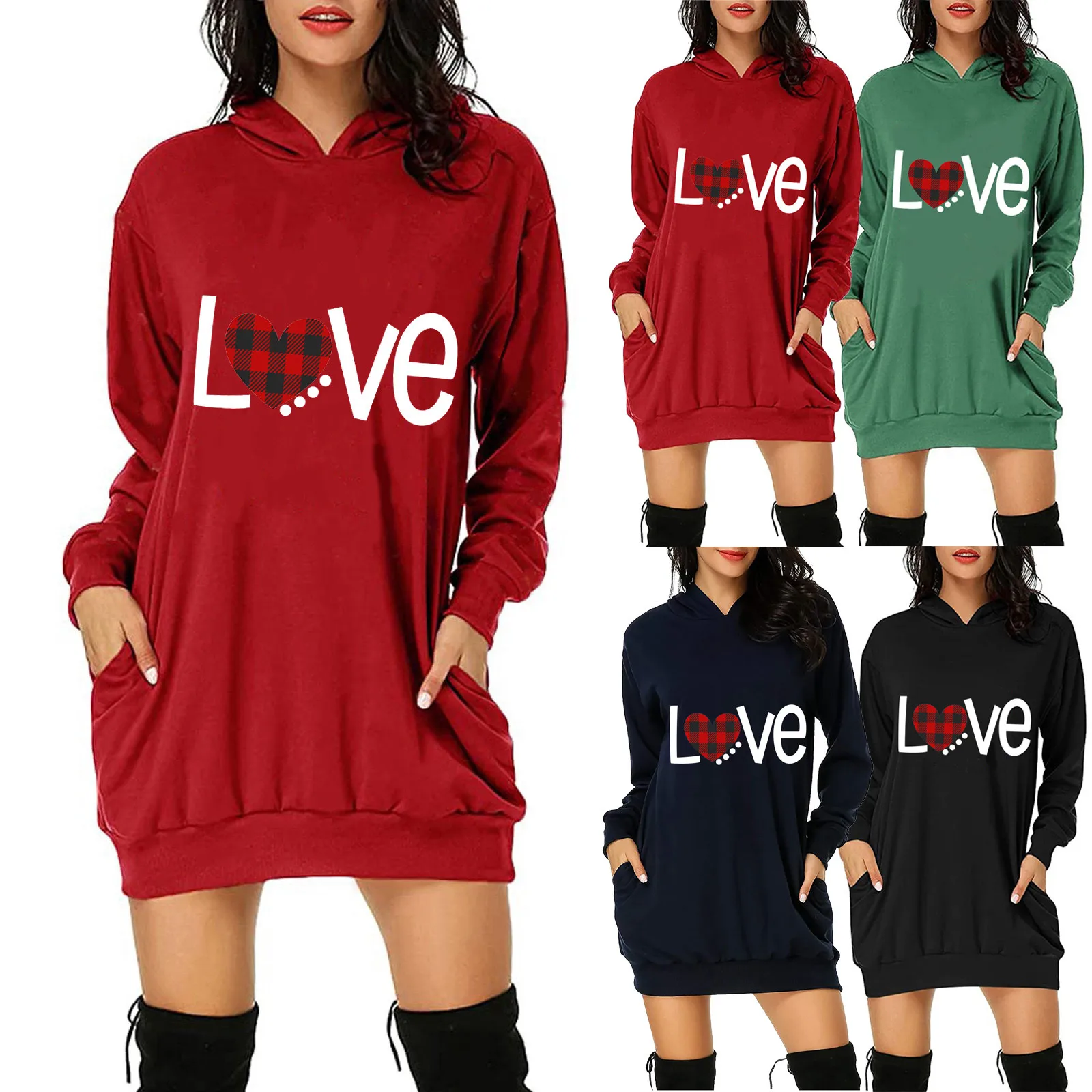 hoodies women sweatshirt Valentine's Day Letter Print Hooded Pockets Short Sweatshirt spring clothes las mujeres sweetshirts