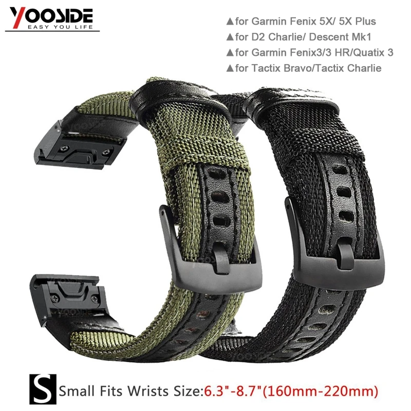 YOOSIDE 26 мм/22 мм Быстросохнущий нейлоновый ремешок для часов Garmin Fenix 6X/5X Plus/Fenix 3/3 HR/Fenix 5