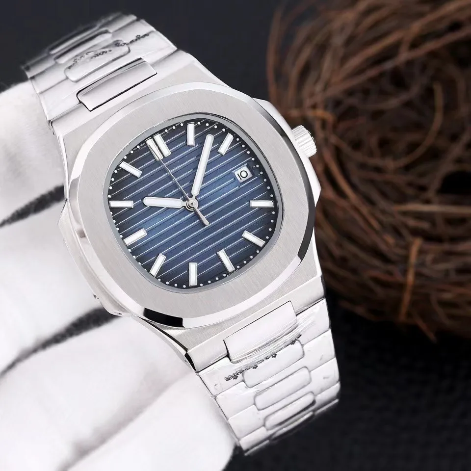 

Brand New Luxury Mens Stainless Steel Watches Mechanical Automatic Black Blue Silver Sport NAUTILUS 5711 Sapphire Glass Back