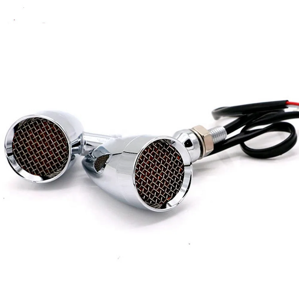 1 пара алюминиевых светодиодных сигналов поворота для мотоцикла в стиле ретро