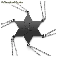 personalized master engraved name necklace stainless steel star of david puzzle pendant necklace friends family custom jewelry