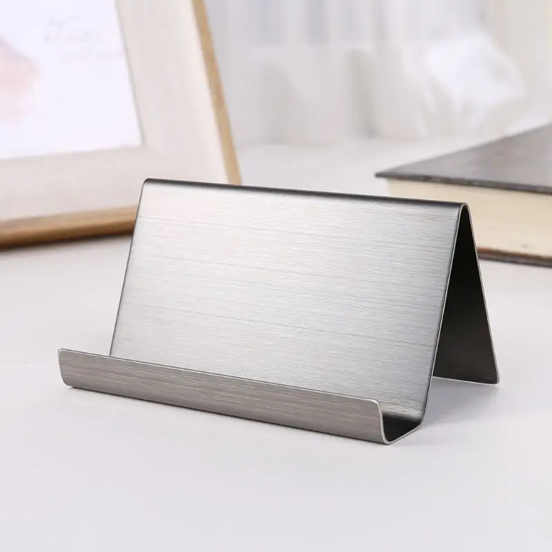 

2021 New Stainless Steel Business Card Holder Desktop Card Display Rack Organizer for Office