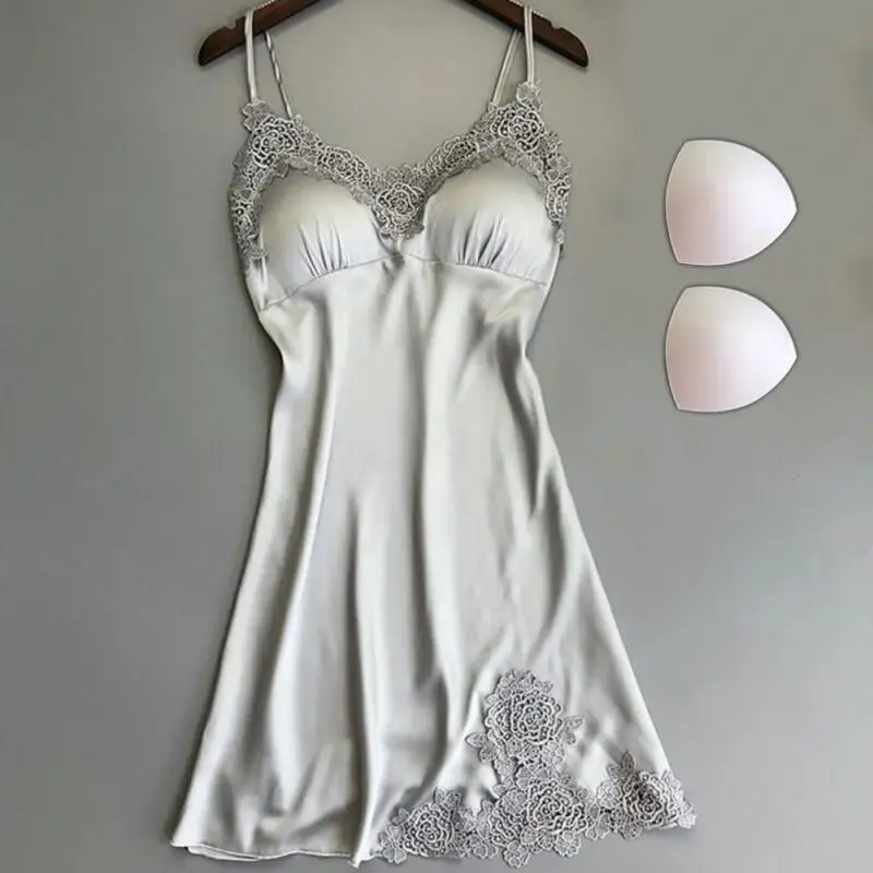 

Erotic Sexy Lingerie Women Lingerie Soft V Neck Nightwear Sexy Satin Sleepwear Mini Teddy Lace Chemise Sexys Adult Product