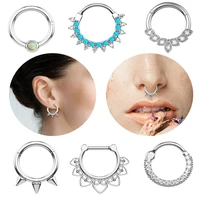 1pc nose ring nose septum hoop rings piercing clicker hinged daith ear helix cartilage nariz earring for women body jewelry 16g