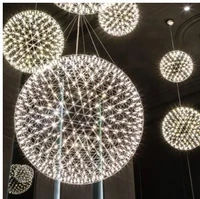 creative stainless steel led chandelier suitable for 6080 cm diameter pendente de teto firework ball