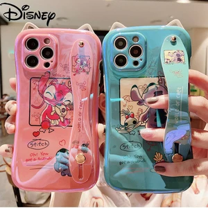 Disney Stitch Wristband Stitch Cute Phone Case for iPhone12 12Pro 12Promax 11Pro 11Promax Mini X XS XR 7 8P Cartoon Luxury Cover