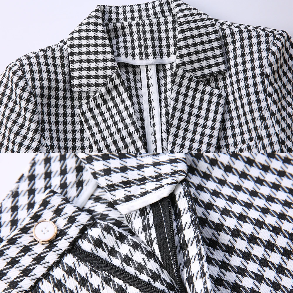 

Fashion Yellow Red Black Plaid Blazer Suit Women Pant Suit for Spring Summer Latest Uniform Design Business 2 Piece Blazer Set