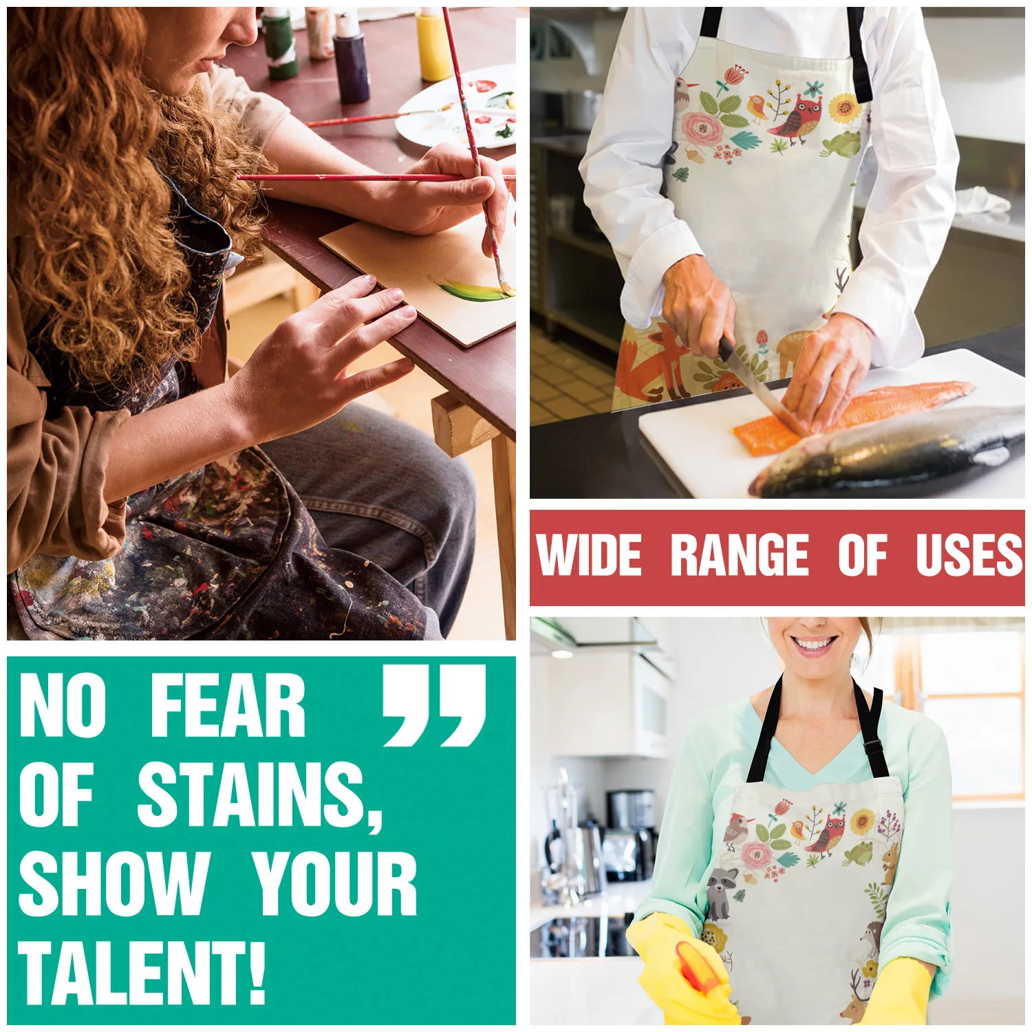 Кухонный Фартук животный венок мультяшный олень лиса белка регулируемый