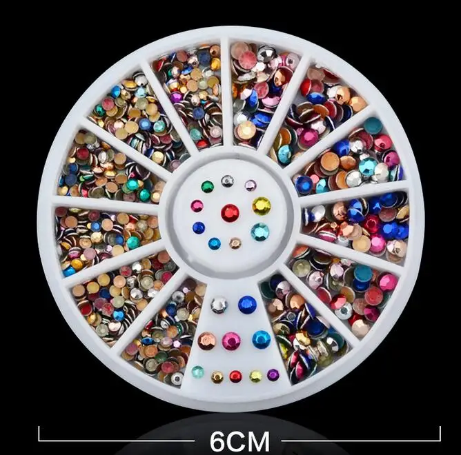 Factory Price~!!New Nail deconations, mix color 2mm,3mm ,6mm wheel nail jewelry.