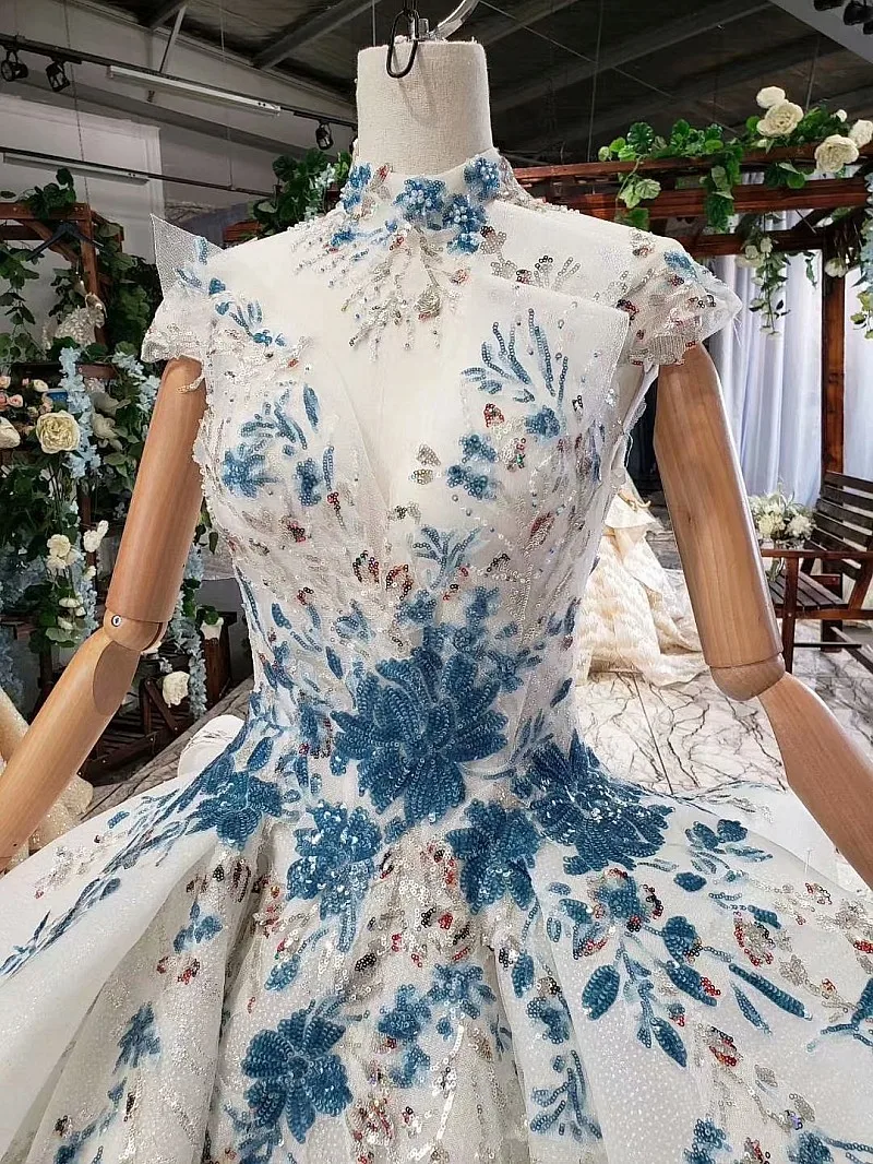 BacklakeGirls весна лето романтическое роскошное голубое цветочное кружевное платье с
