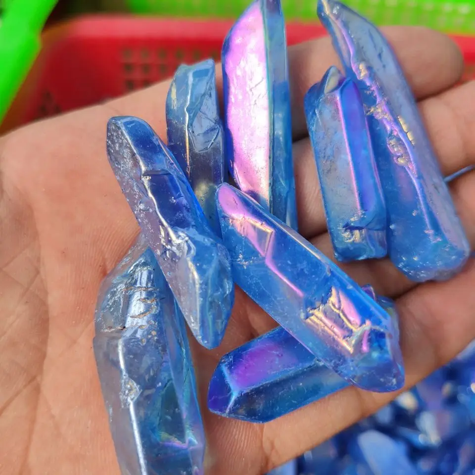Редкий Титан Aqua Blue Aura кварцевый кристалл кластер исцеляющий Образец