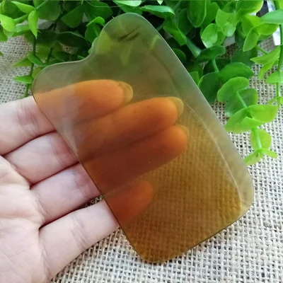 Gua-Ша массаж инструмент тонкий скраппинг Массажная пластина натуральный желтый