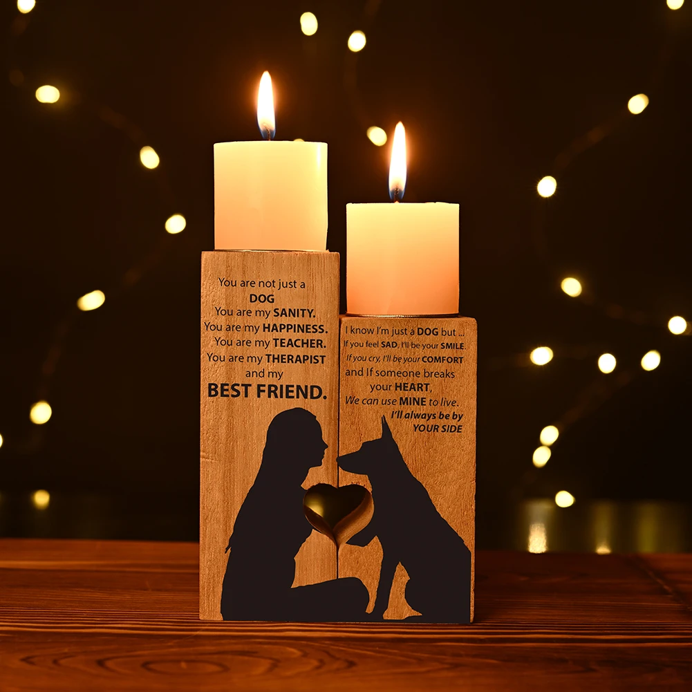 Candelabros de madera hechos A mano para decoración de la habitación, y perro candelabro de corazón de mujer, regalos, 2021