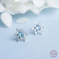 s925 sterling silver exquisite winter snowflake zircon stud earrings woman fashion wedding engagement jewelry accessories