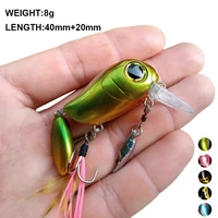 2022 40mm 8g floating fishing lure crank freshwater bass crankbait surface artificial hard baits with spoon wobblers wake bait