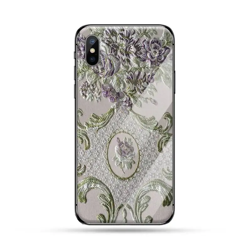 

Flower Emboss Phone Case Tempered glass For iphone 5C 6 6S 7 8 plus X XS XR 11 PRO MAX