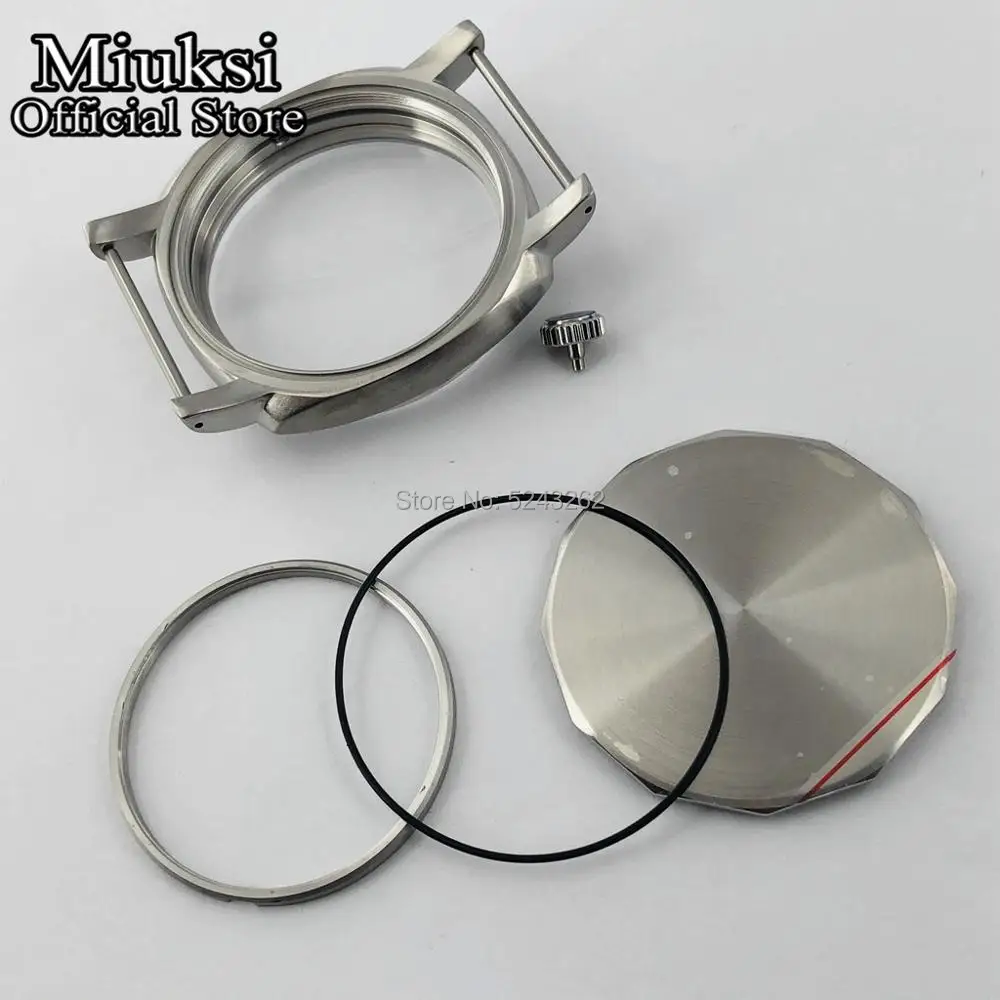 

Miuksi 47mm brushed stainless steel top watch case fit ETA 6497 6498 Sea gull st36 movement mens watch case