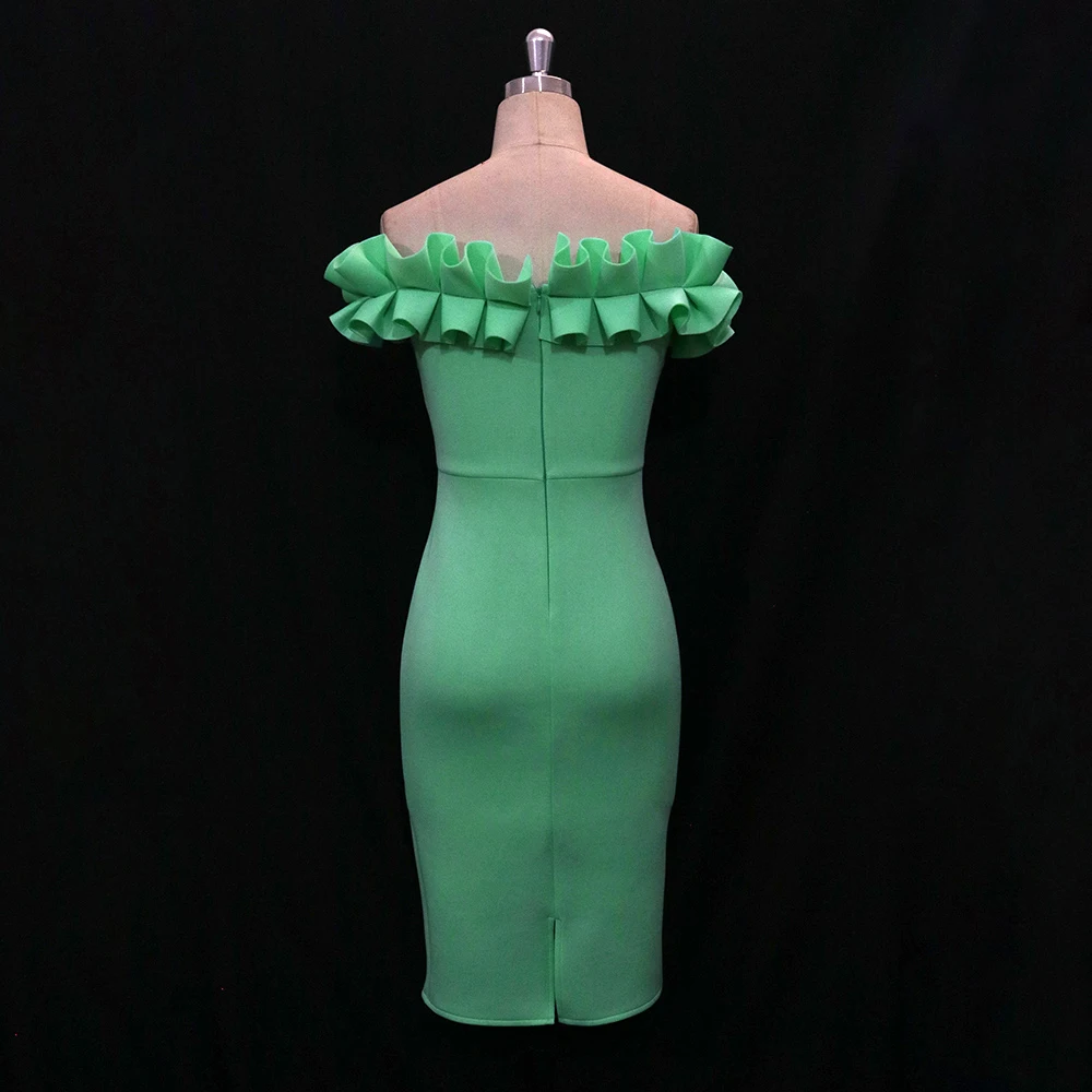 Платья с открытыми плечами гофрированные вечерние сексуальные облегающие для