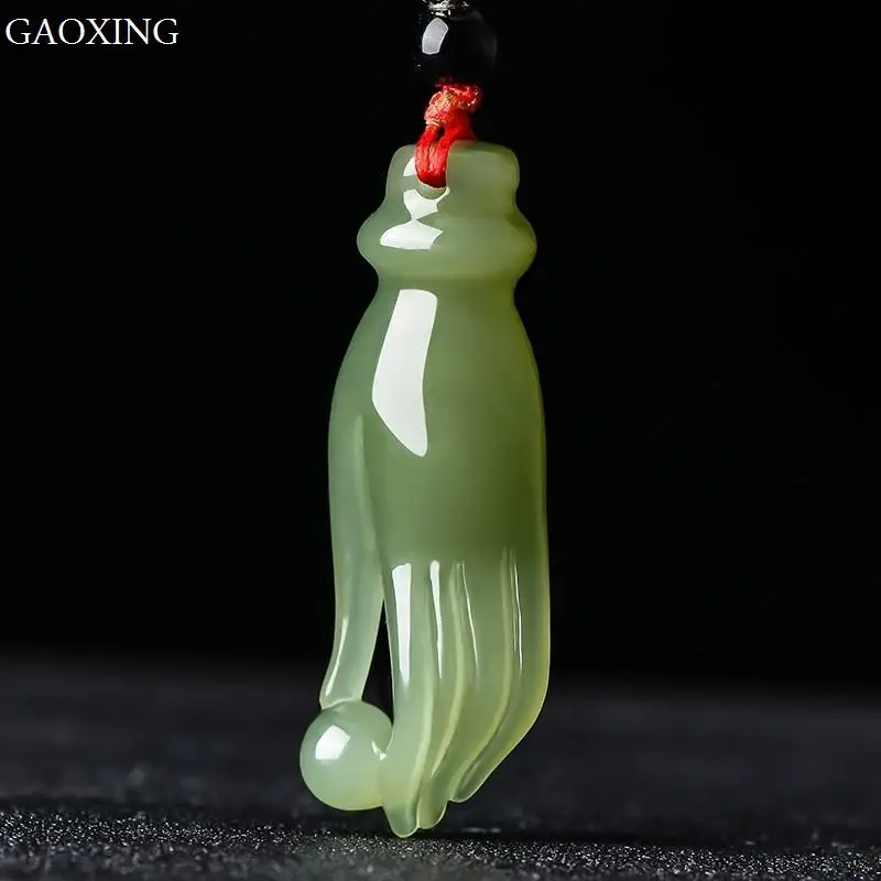 

Hetian Jade Palm Pearl Jade Hand Pendant Jade Necklace Men and Women White Jade Reaching for Bergamot Pendant