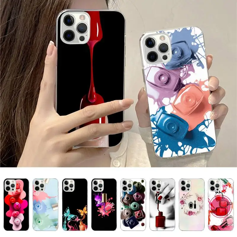 

Art Multicolored Nail Polish Bottle Set Phone Case for iPhone 11 12 13 mini pro XS MAX 8 7 6 6S Plus X 5S SE 2020 XR