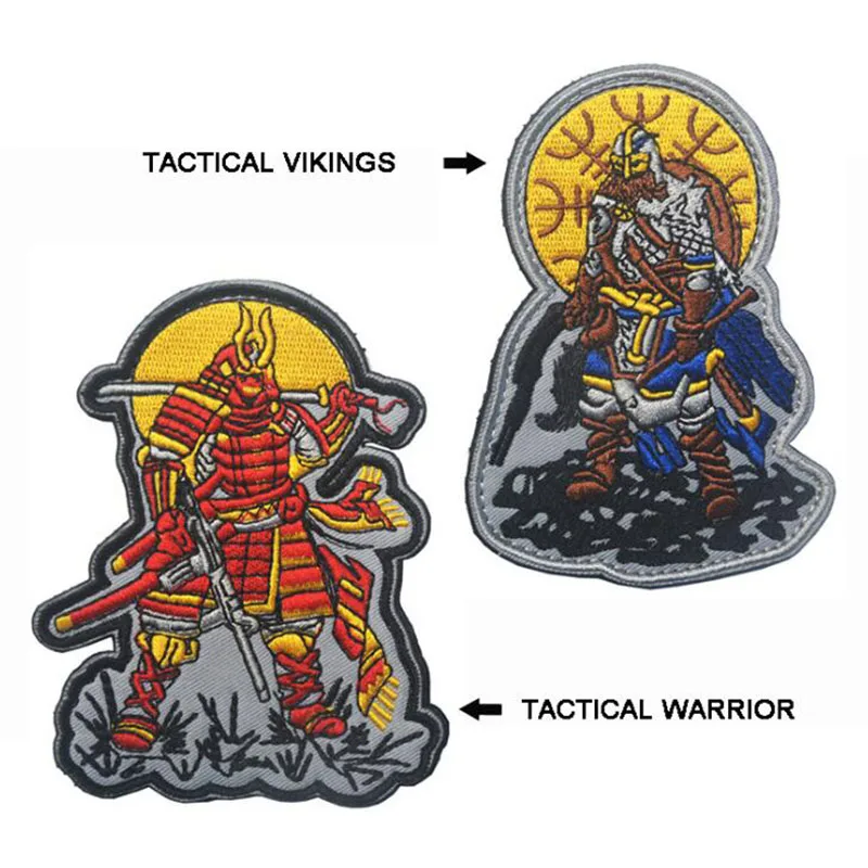 Embroidery Patch Japan Viking Warrior Samurai Armor Army Tactical Military Morale Badge Applique | Дом и сад