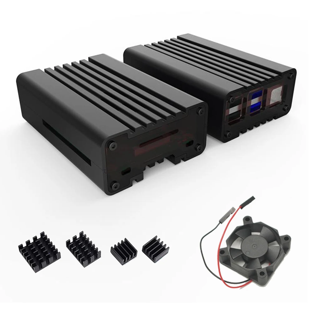 Алюминиевый Чехол для Raspberry Pi 4 Model B акриловые боковые панели с радиатором и