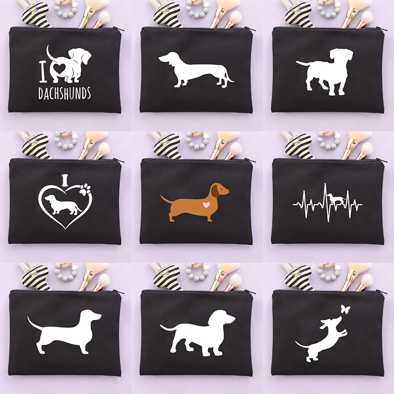 

Cute Dachshund Dog Print Makeup Storage Pouch Cute Pet Animal Cosmetic Bag Female Travel Organizer Toiletry Case for Women