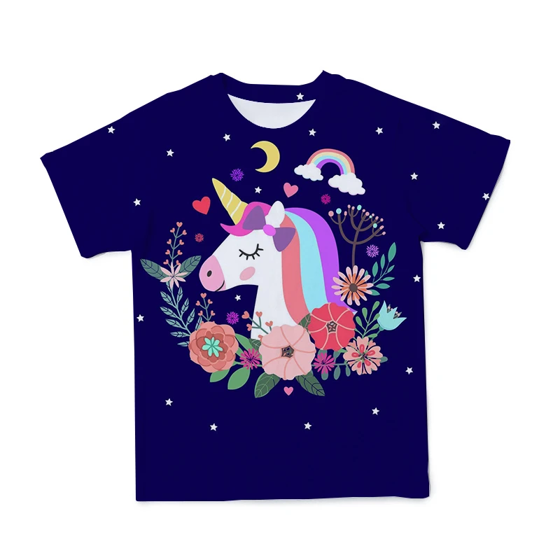 

Fantasy Fairy 3D T-Shirt Pink Cartoon Animal Lady Clothes Pony Pattern Women Tops Parent-Child Outfit Tshirt Summer Short Sleeve
