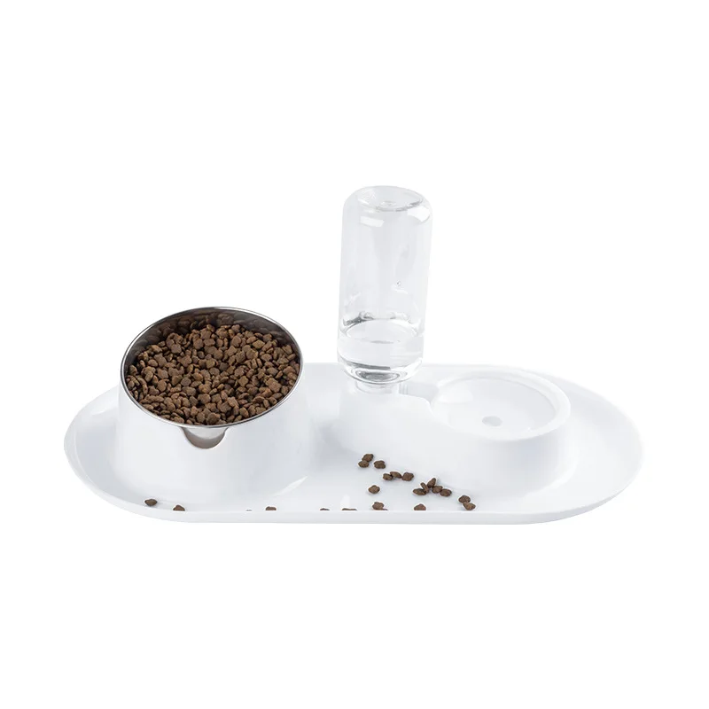 

Splash washable stainless steel double bowl tilt protection neck pet bowl cat food basin eating and drinking dual purpose dog bo
