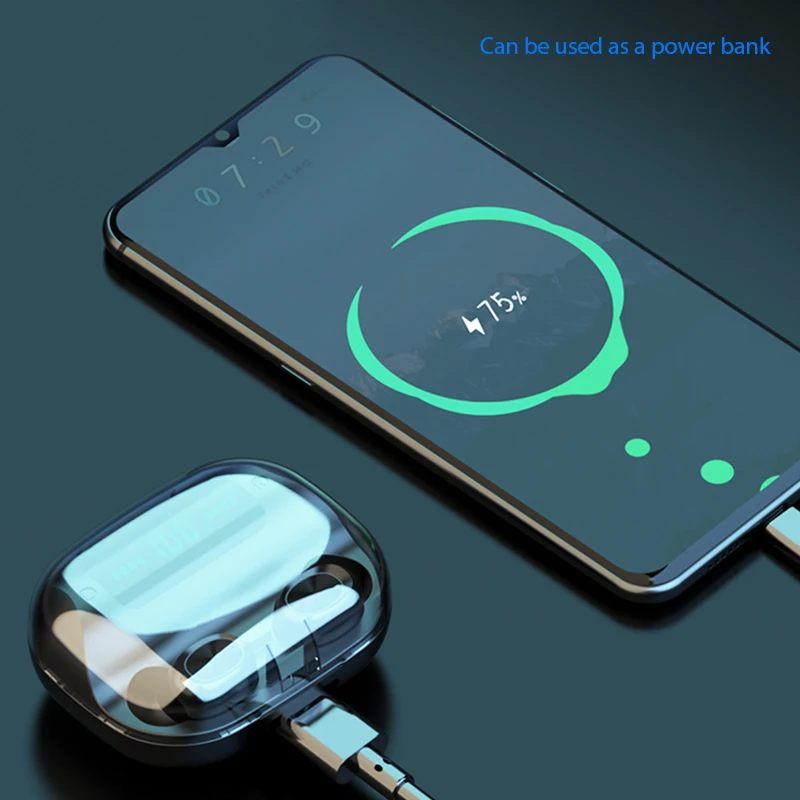 

Wireless Earphone 2020 New Bluetooth 9D HIFI Sport Headset LED 2200 MAH Case For Iphone HUAWEI DZLST Original Wireless Earphones