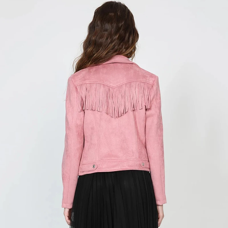 Элегантная замшевая куртка с бахромой зимнее базовое пальто на молнии шикарные