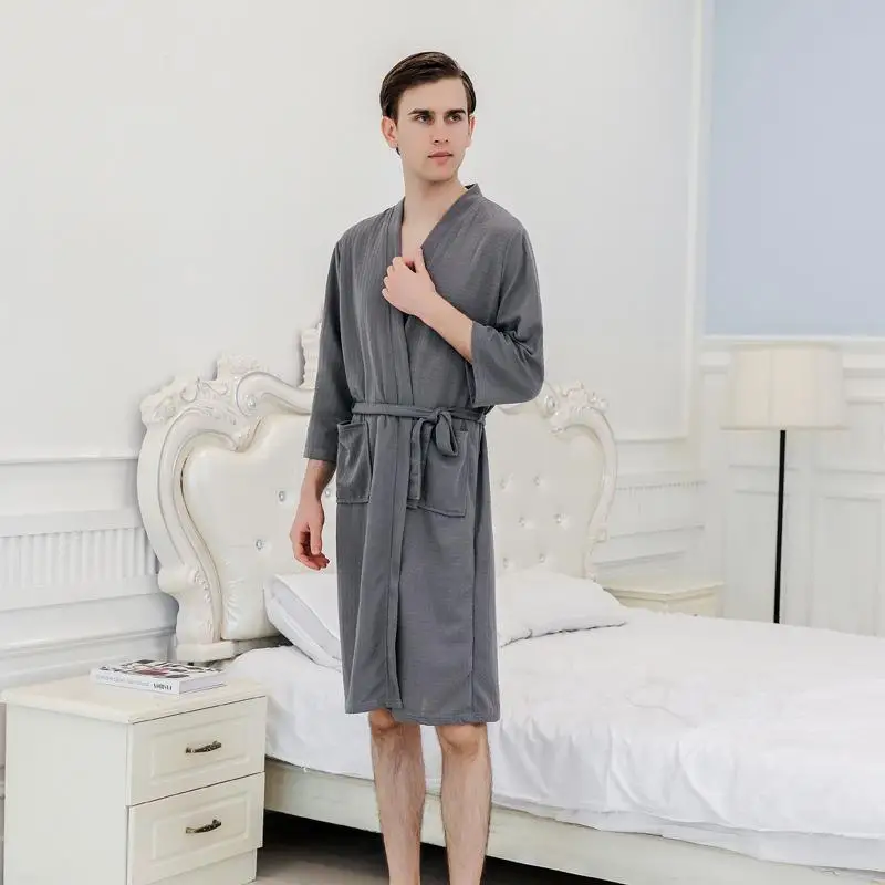Пара повседневное ночное белье женское мягкое кимоно халат вафельница Домашняя одежда sexyv-шеи белье домашняя одежда ночная рубашка ночное белье - Цвет: Men 6