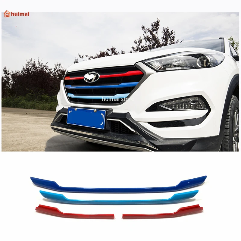 

For Hyundai Tucson 2015 2016 2017 ABS Front Center mesh Cover Frame Grille Cover Front Engine Hood Sticker Trim