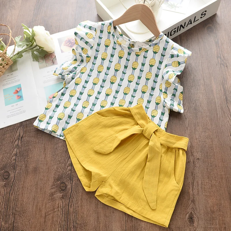 

Menoea 2 7Y Kids Clothes Suits 2020 Summer Style Children Lettern Pattern Printed Short-Sleeve Clothes Girls Clothes Set 2PCS