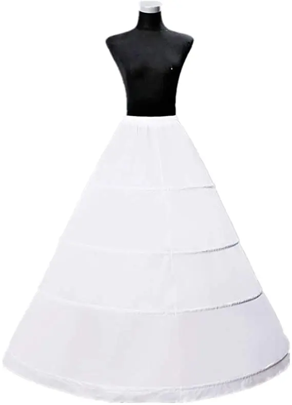 

New In Trend Women's 4-Hoop A-Line Floor Length Wedding Ball Gown Petticoat Underskirt Crinoline