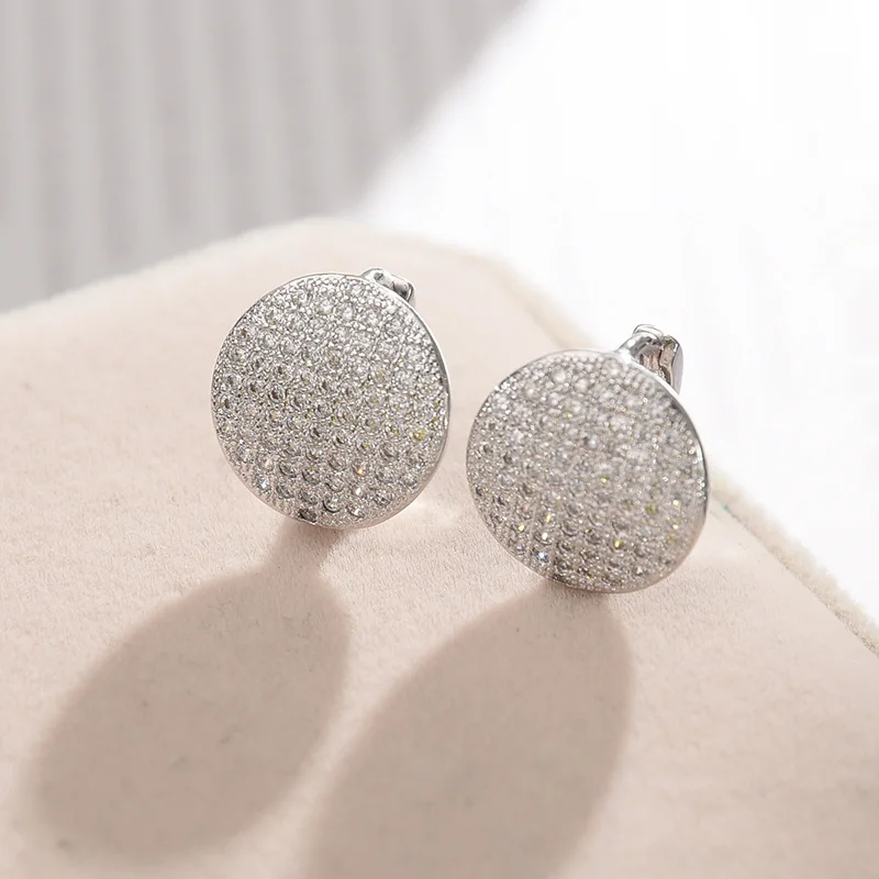 Женские круглые серьги MAIKALE гипоаллергенные золотые микро инкрустированные с