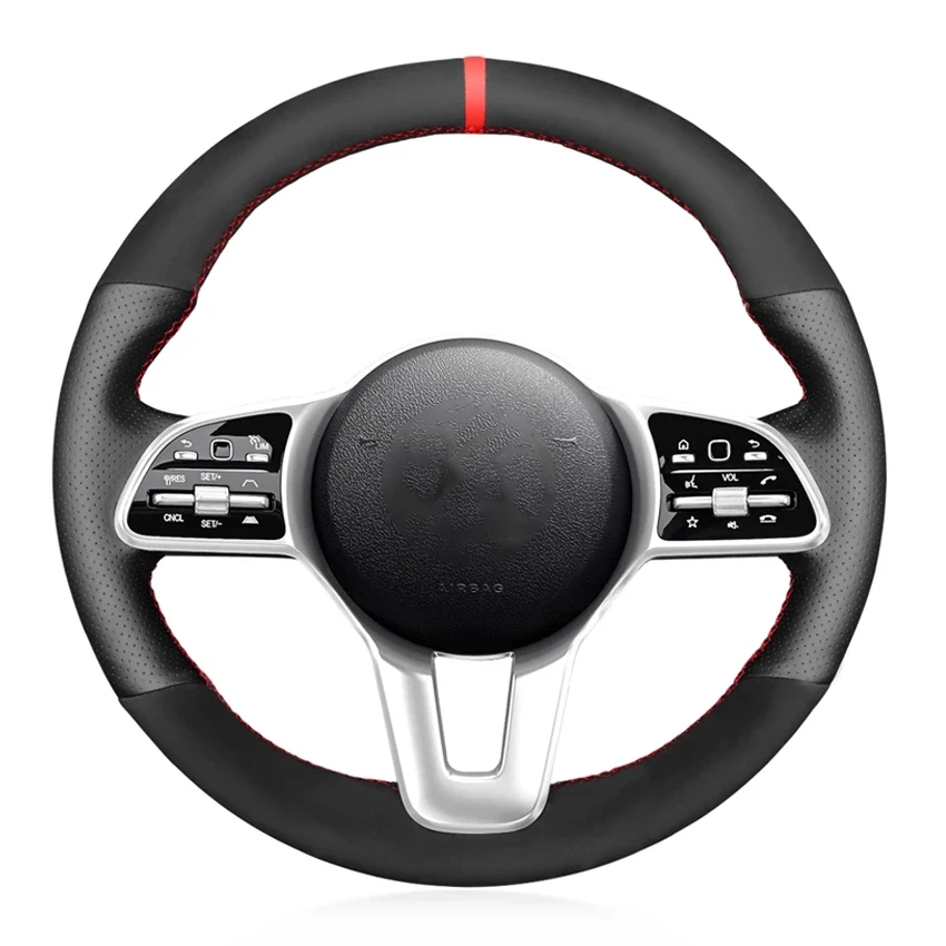 

Black Suede Leather Car Steering Wheel Cover For Mercedes-Benz A-Class B-Class C-Class E-Class CLS-Class GLE-Class GLA-Class