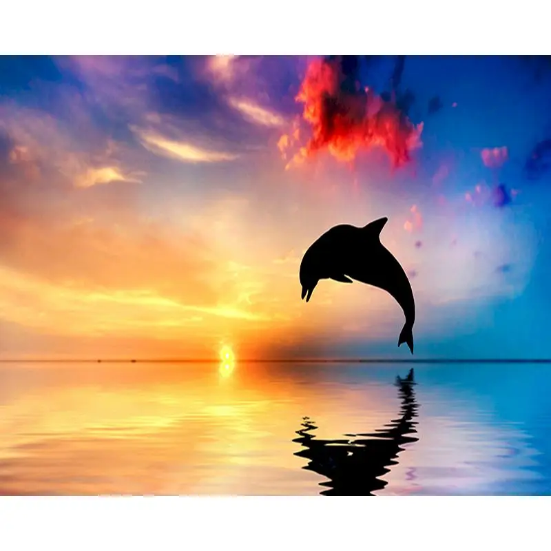 

SELILALI Dolphin Under Sunset Animal Painting By Numbers Kits For Adults Unique Gift Coloring On Canvas Home Living Room Decor