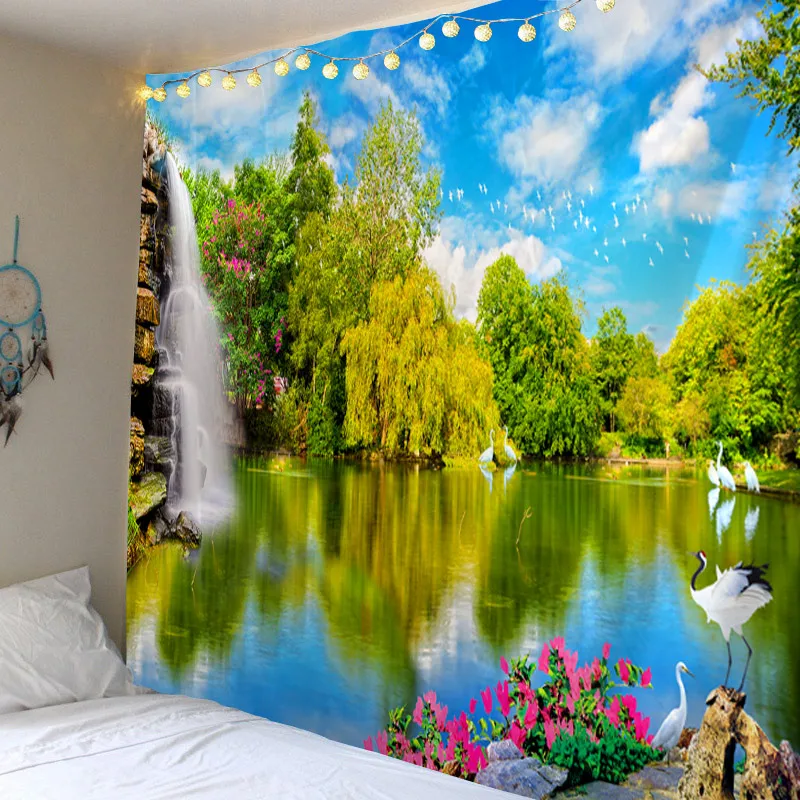 

Home Natural Scenery Art Mandala Printed Polyester Tapestry Wall Hanging for Decorate Home Living Room Bedroom Office Wall Decor