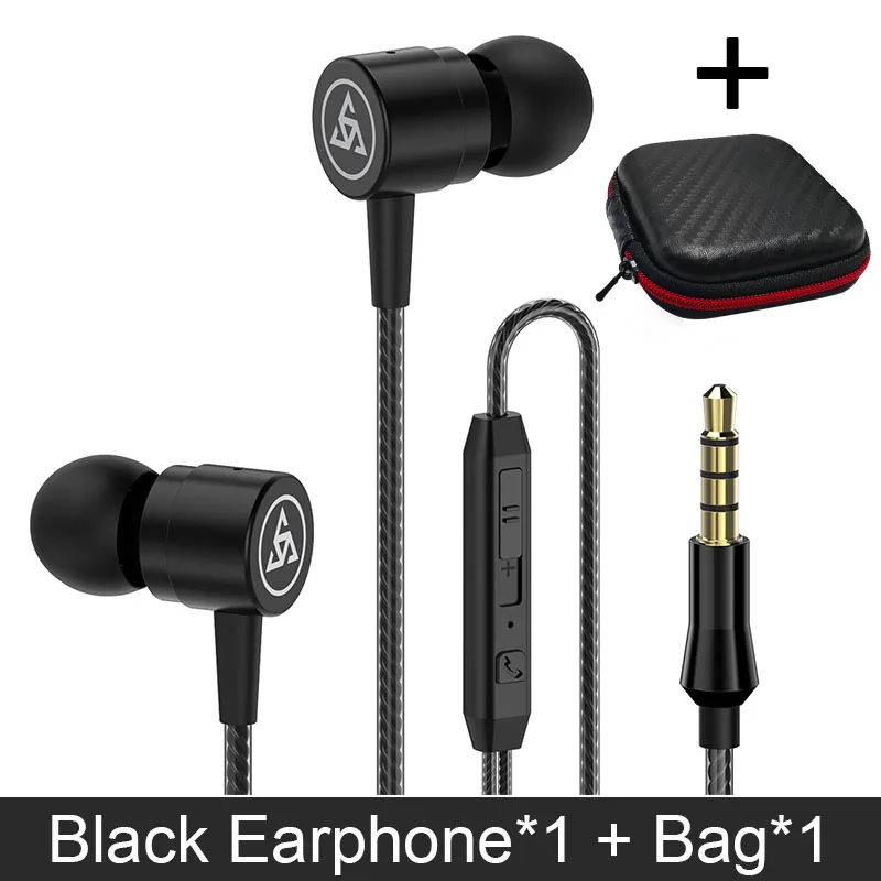 Black with Bag Оригинальные PTM D1 наушники-вкладыши из цинкового сплава, наушники с басами, спортивные наушники с микрофоном для телефона Xiaomi iPhone samsung - Цвет: Black with Bag