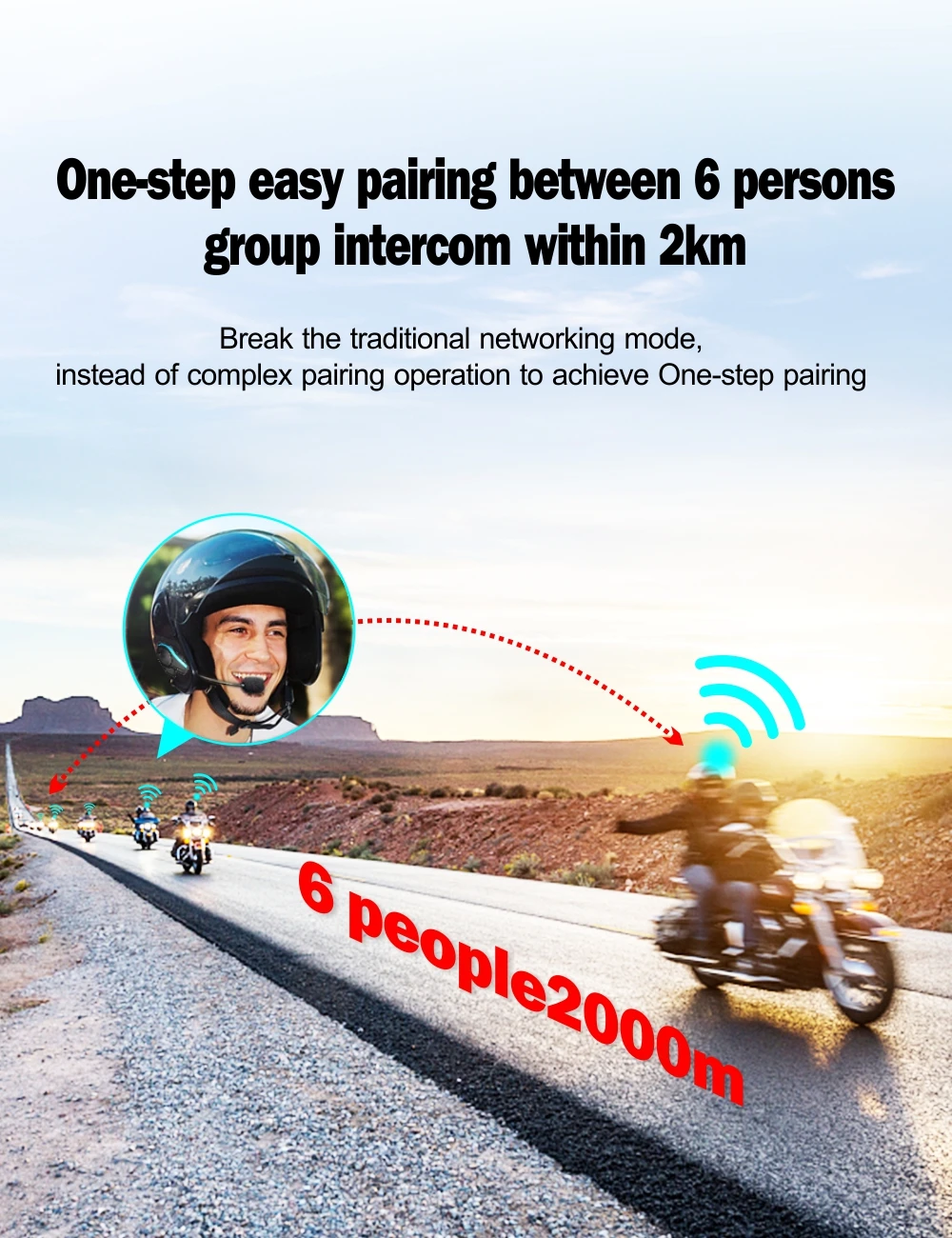 Hysnox HY-02 гарнитура для мотоциклетного шлема Bluetooth 5 0 2000M 6 Riders Переговорная