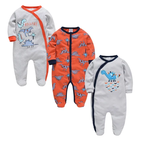 Kavkas 3 шт./лот, детская одежда для мальчиков и девочек, летние хлопковые комбинезоны с длинными рукавами для новорожденных детей 0-12 месяцев