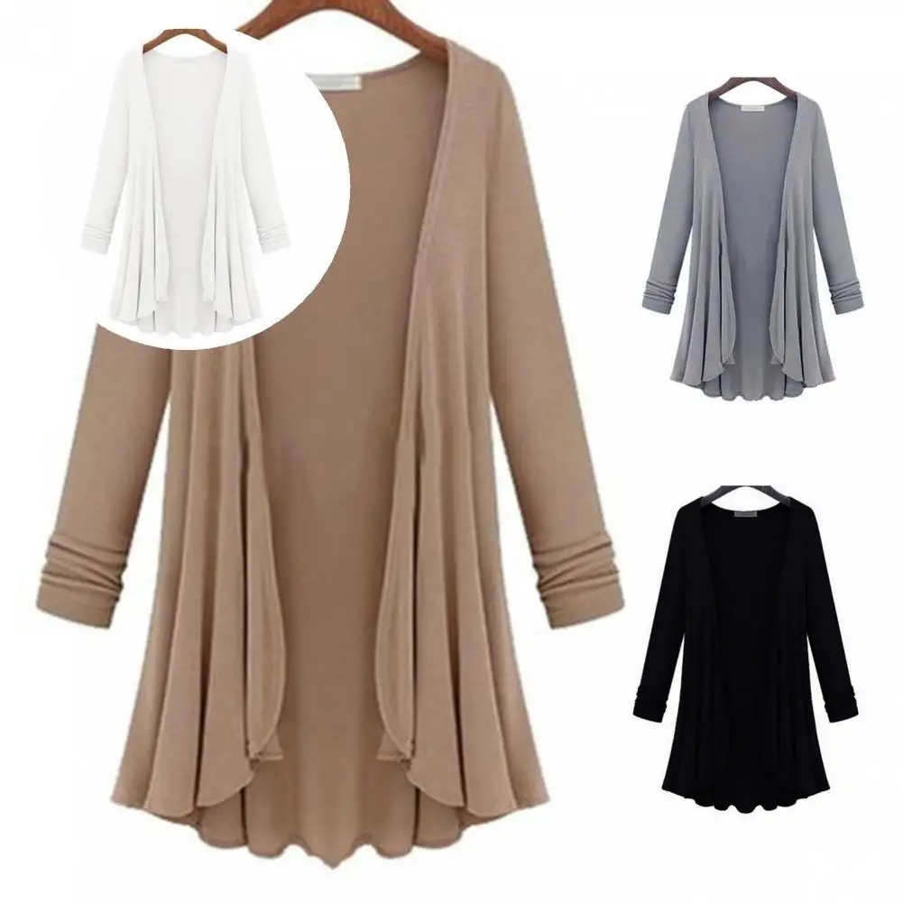 

Breathatble Trendy Open Front Slim Fit Cardigan Autumn Winter Cardigan Coat Draped Hem for Work