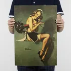 Сексуальные черные чулки и высокие каблуки AIMEER, полуобнаженная девушка на телефоне, картина, декор, крафт-бумага, Ретро плакат 51*36 см
