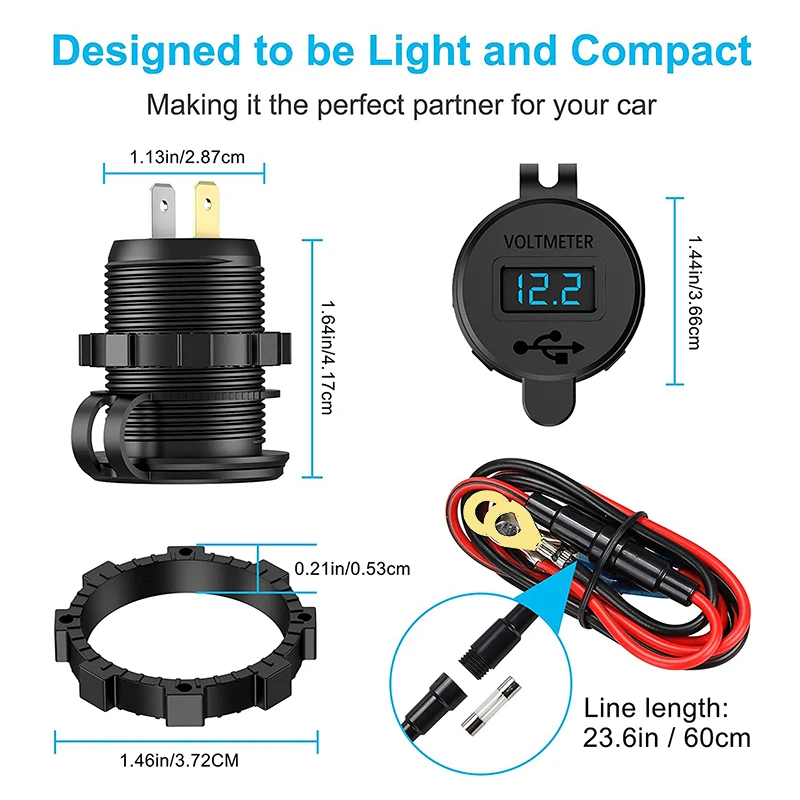 QC3.0 Dual USB Зарядное устройство розетка 12V/24V Водонепроницаемый с светодиодный