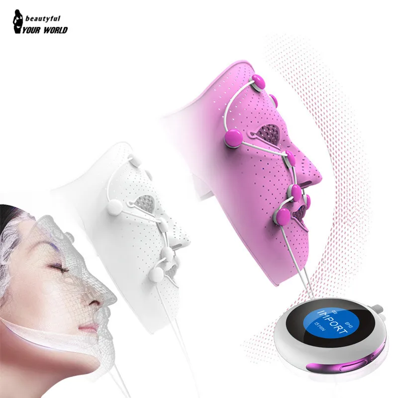 3D Face Mask Lift Massager Electric EMS Vibration Tightening Device Skin Rejuvenation Anti-Wrinkle Acne Removal Magnet Beauty