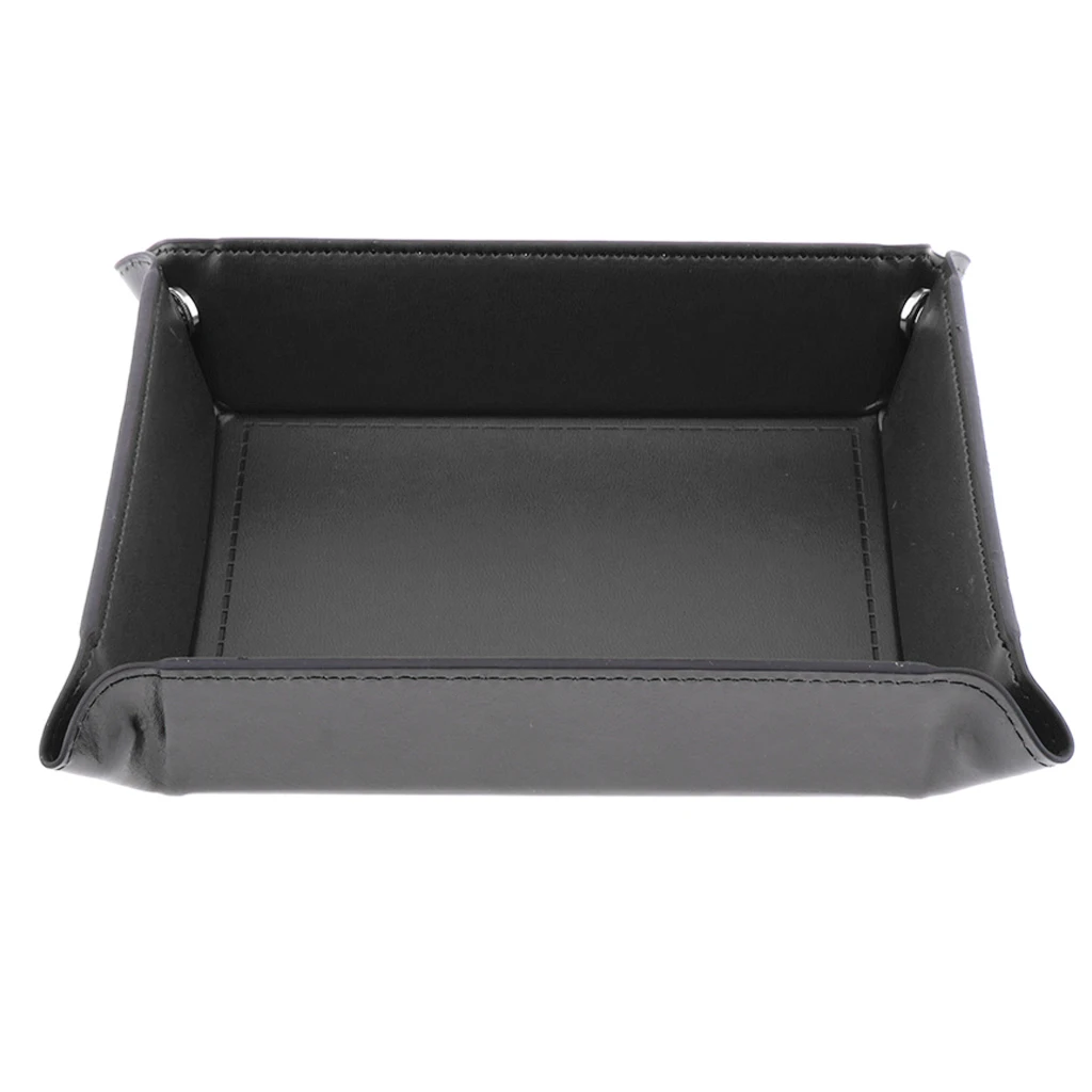 Black 18x18cm Кости лоток ПУ кожаные кубики прокатки лоток держатель для игр, как RPG, DND, питьевой бар настольные игры поставки - Цвет: Black 18x18cm