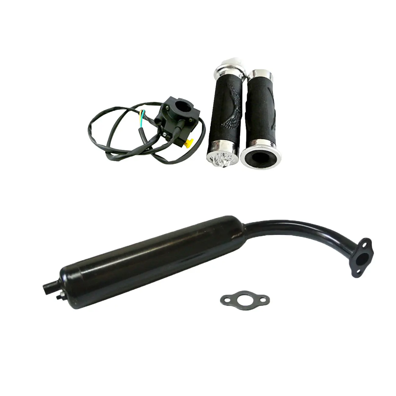 Черный глушитель выхлопных газов и рукоятка на руль для 66/80cc 2 тактного